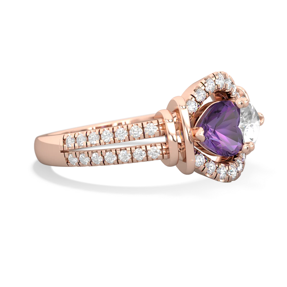 Amethyst Art-Deco Keepsake 14K Rose Gold ring R5630