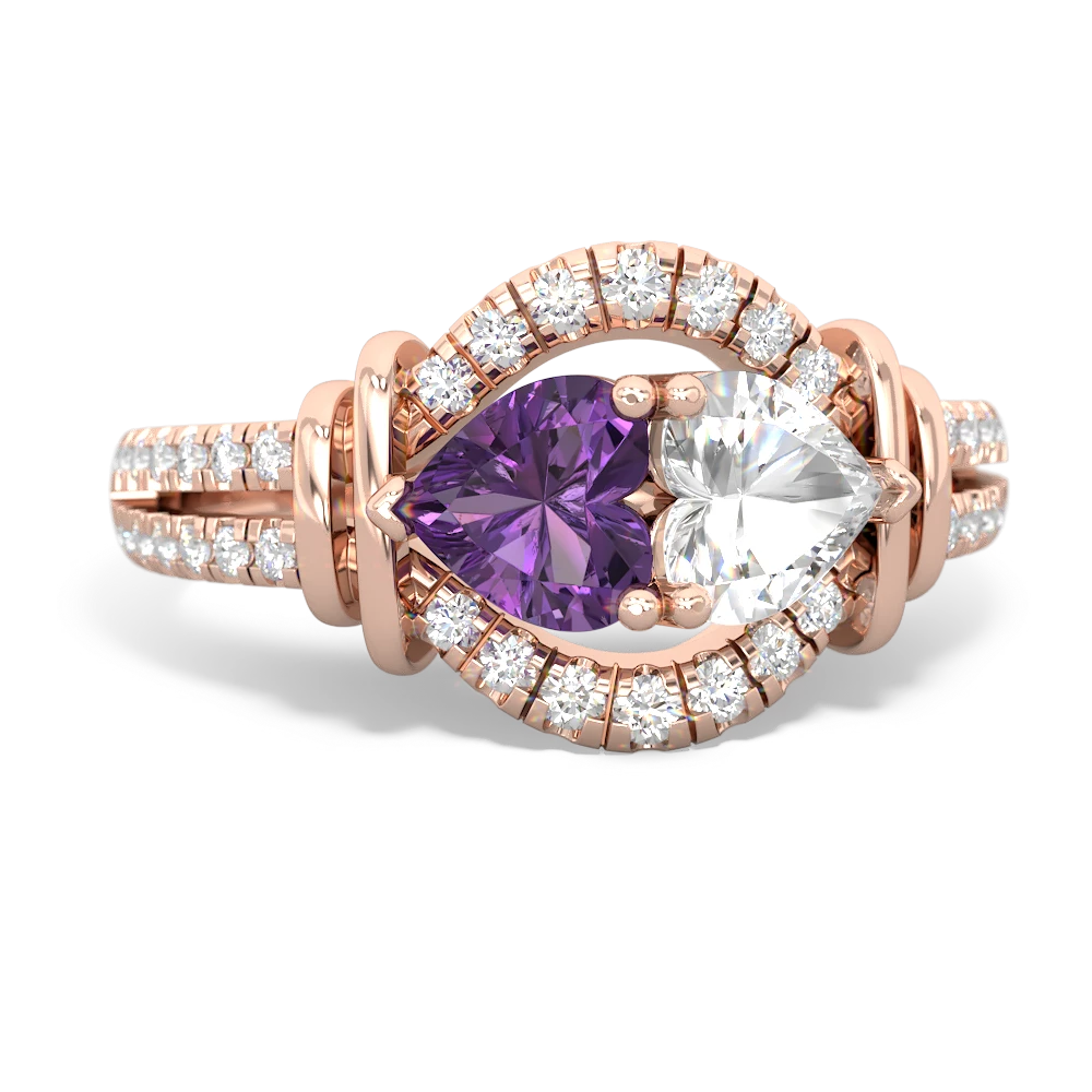 Amethyst Art-Deco Keepsake 14K Rose Gold ring R5630