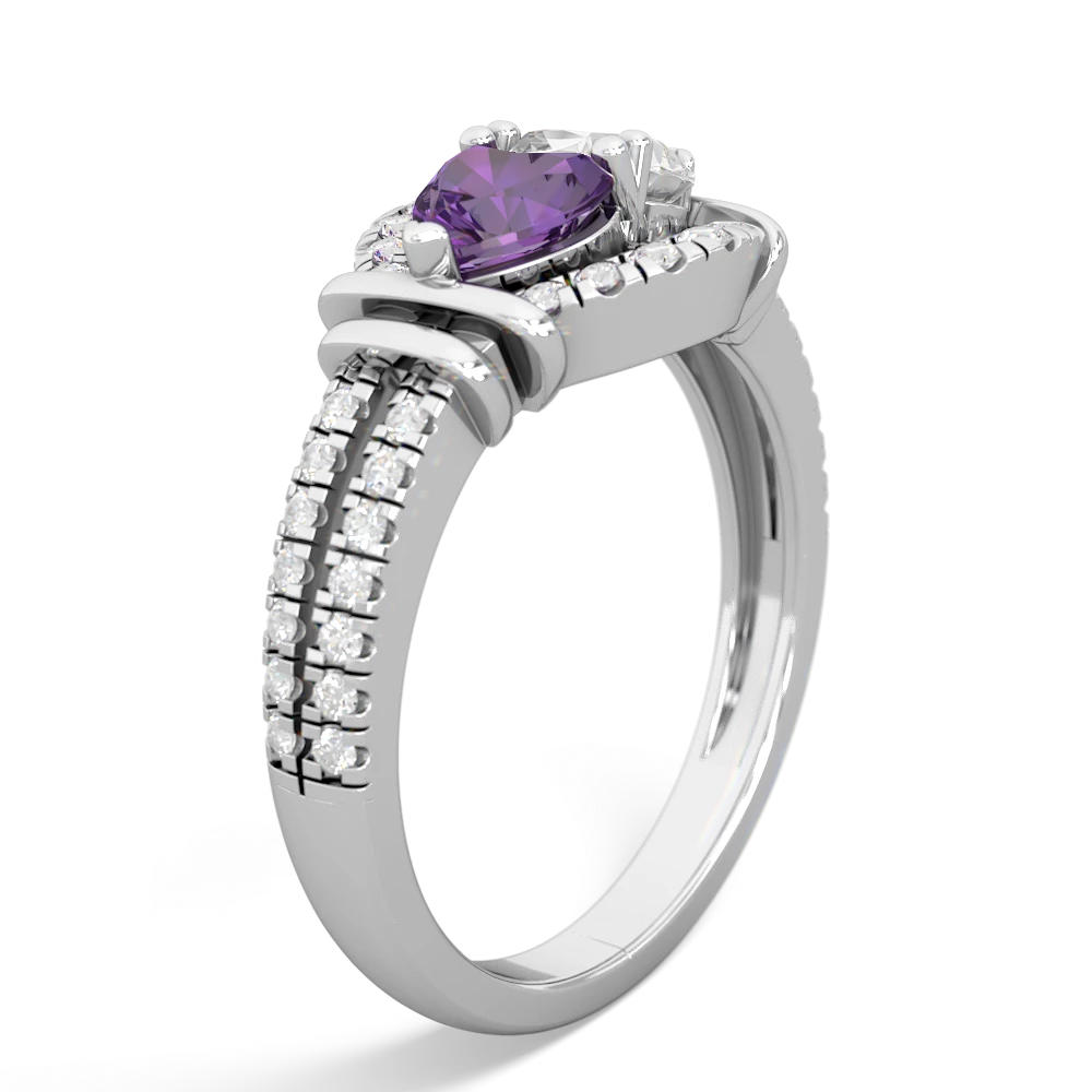 Amethyst Art-Deco Keepsake 14K White Gold ring R5630