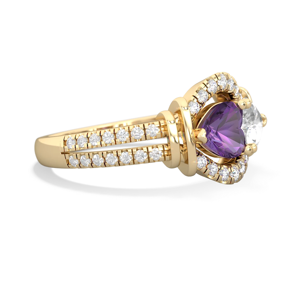 Amethyst Art-Deco Keepsake 14K Yellow Gold ring R5630