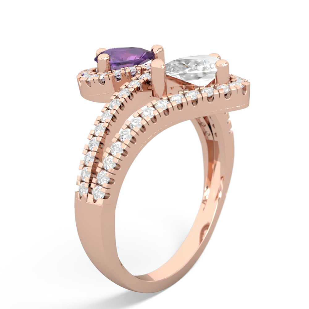 Amethyst Diamond Dazzler 14K Rose Gold ring R3000