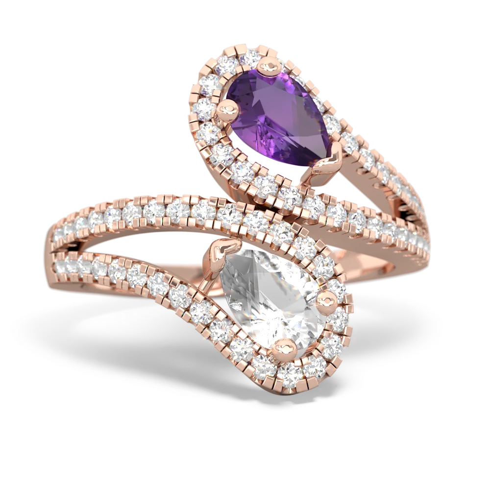 Amethyst Diamond Dazzler 14K Rose Gold ring R3000