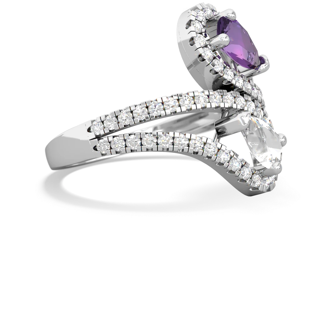 Amethyst Diamond Dazzler 14K White Gold ring R3000