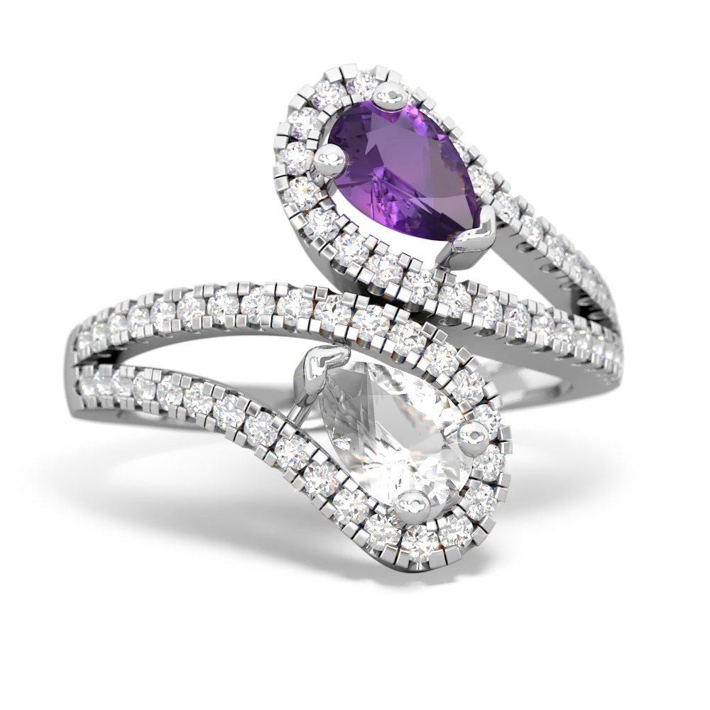 Amethyst Diamond Dazzler 14K White Gold ring R3000