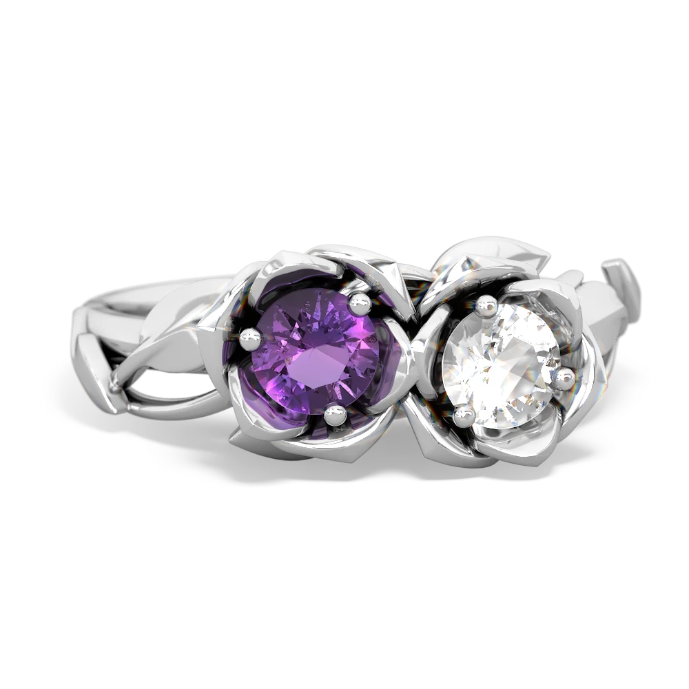 Amethyst Rose Garden 14K White Gold ring R5510