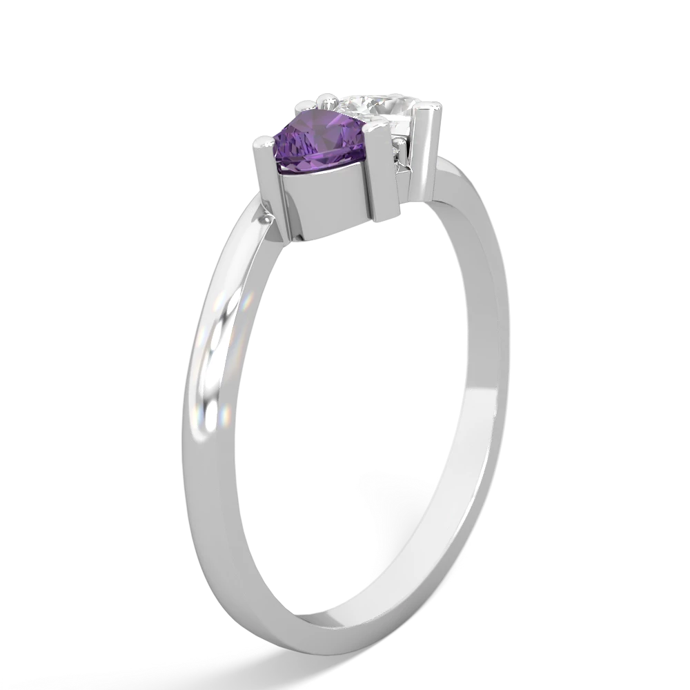 Amethyst Sweethearts 14K White Gold ring R5260