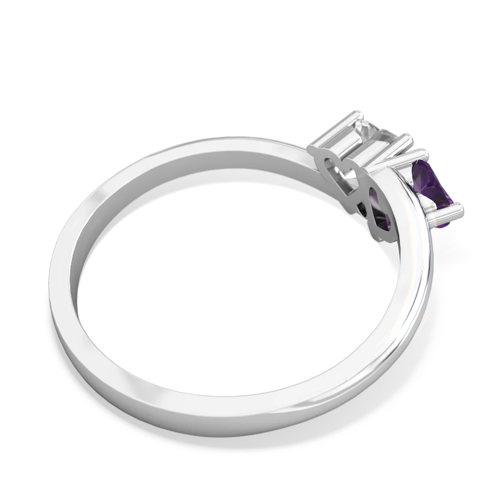 Amethyst Sweethearts 14K White Gold ring R5260