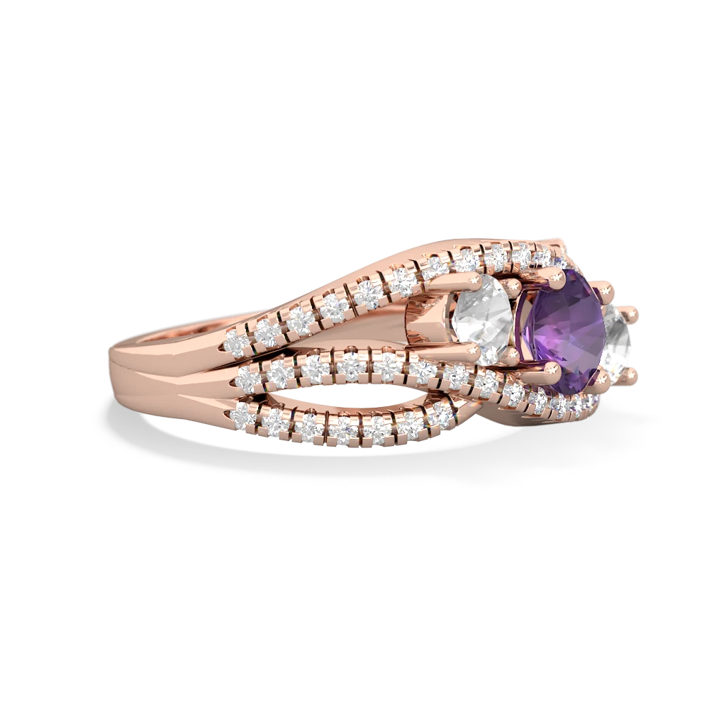 Amethyst Three Stone Aurora 14K Rose Gold ring R3080