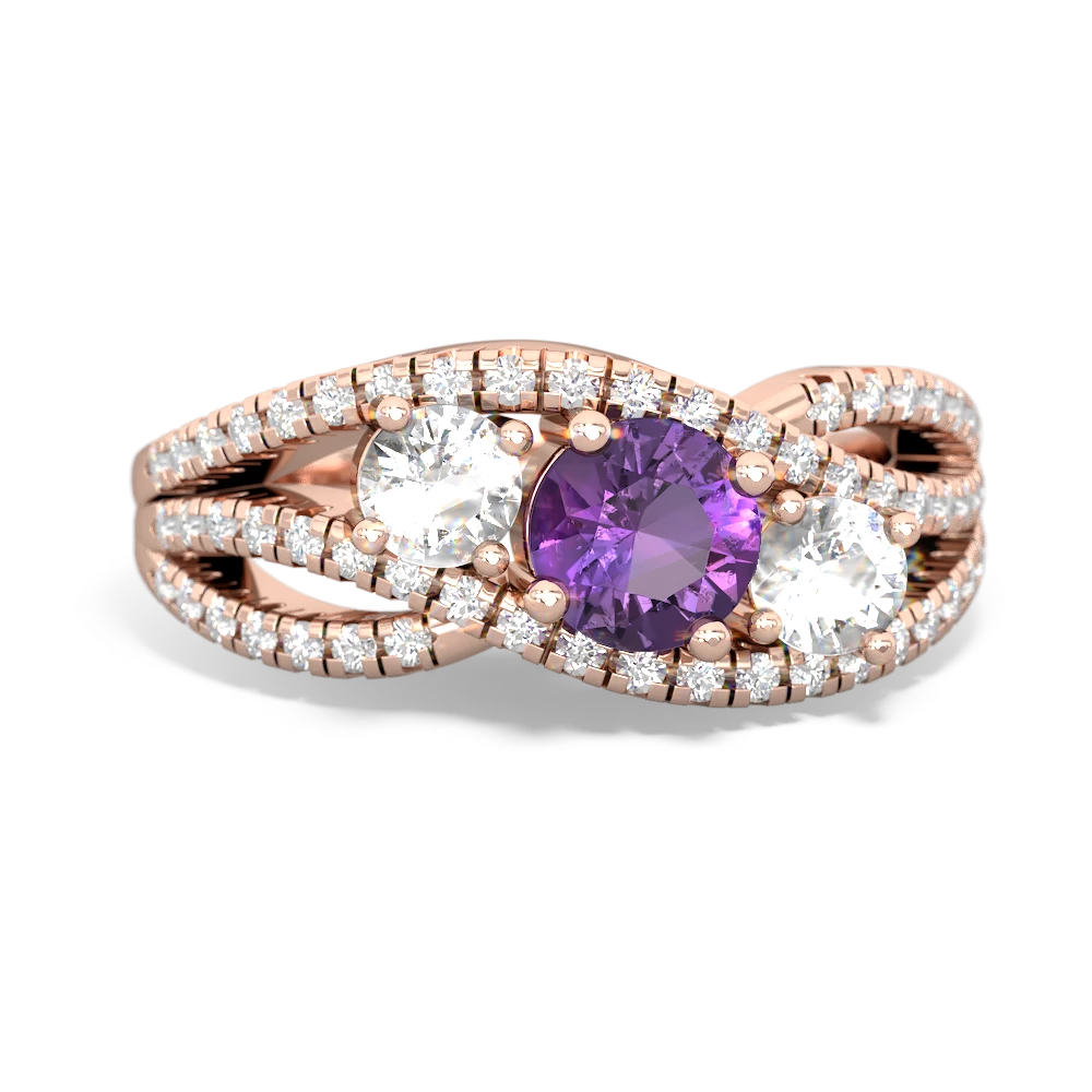 Amethyst Three Stone Aurora 14K Rose Gold ring R3080