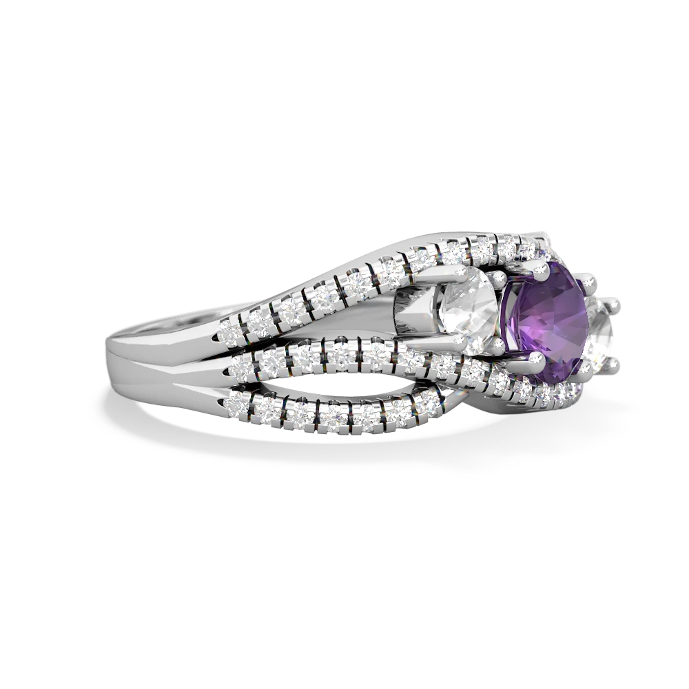 Amethyst Three Stone Aurora 14K White Gold ring R3080