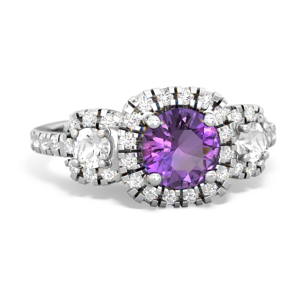 Amethyst Regal Halo 14K White Gold ring R5350