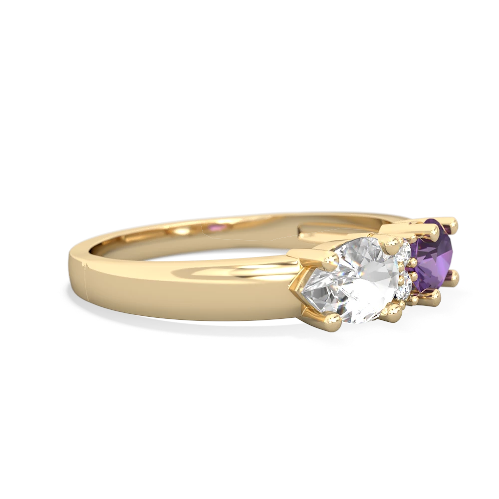 Amethyst Pear Bowtie 14K Yellow Gold ring R0865