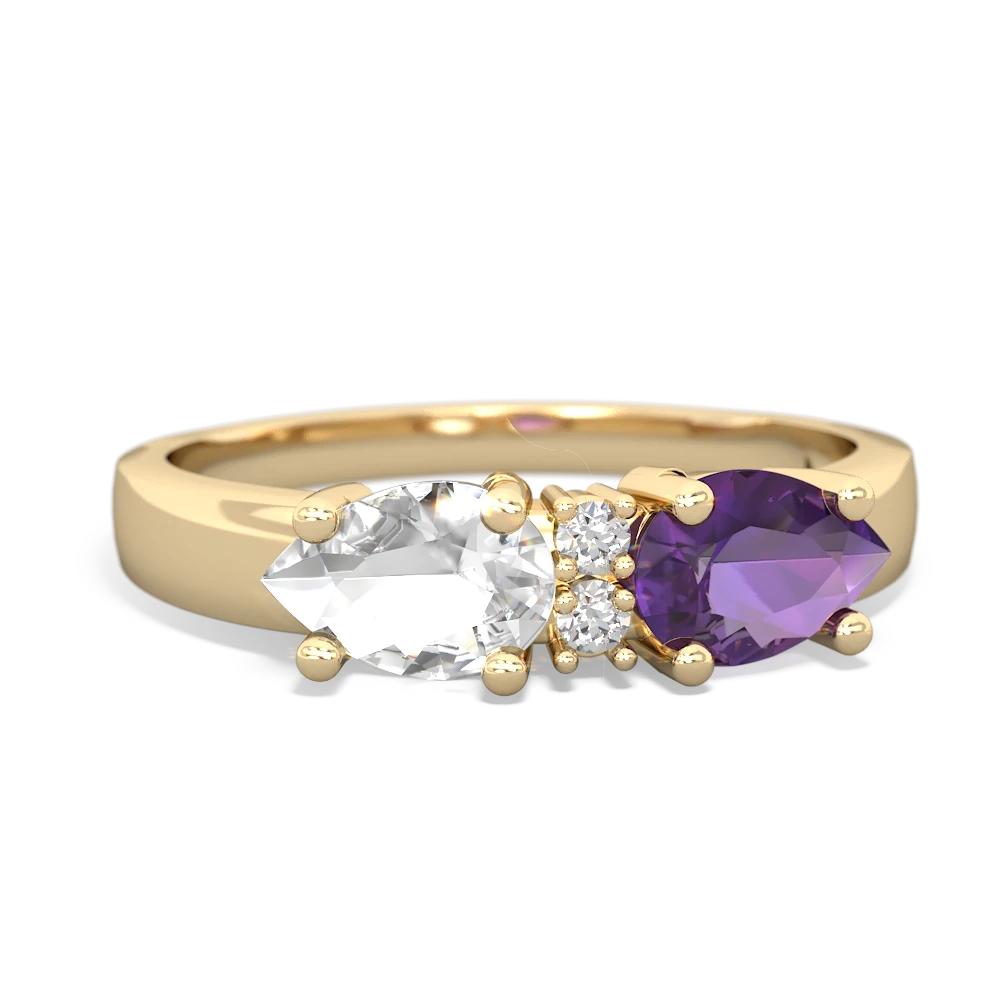 Amethyst Pear Bowtie 14K Yellow Gold ring R0865