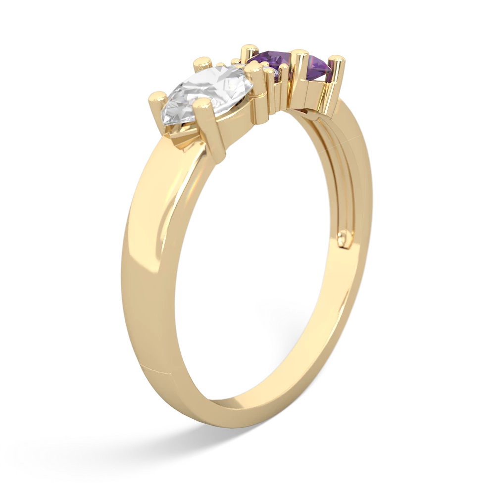 Amethyst Pear Bowtie 14K Yellow Gold ring R0865