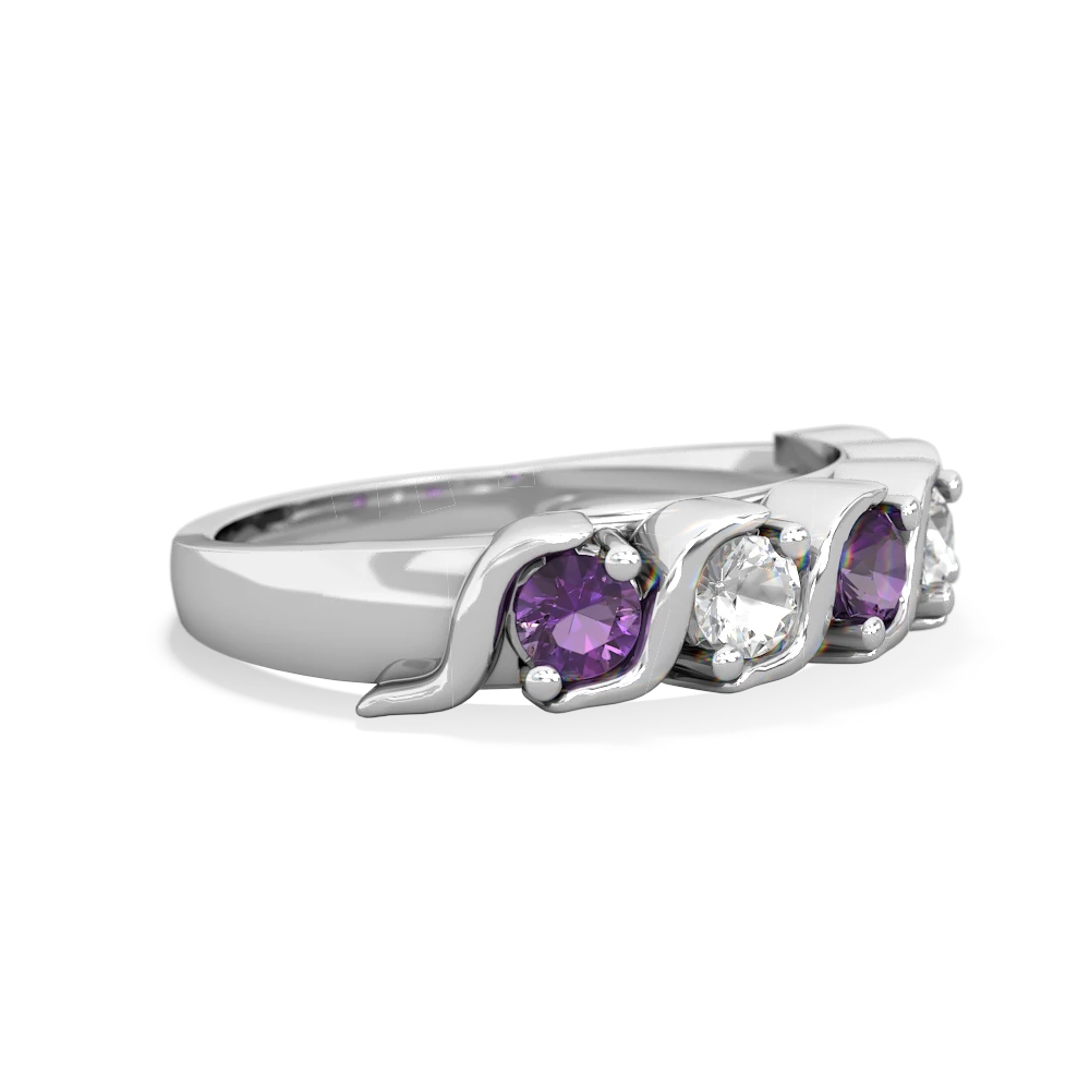 Amethyst Anniversary Band 14K White Gold ring R2089