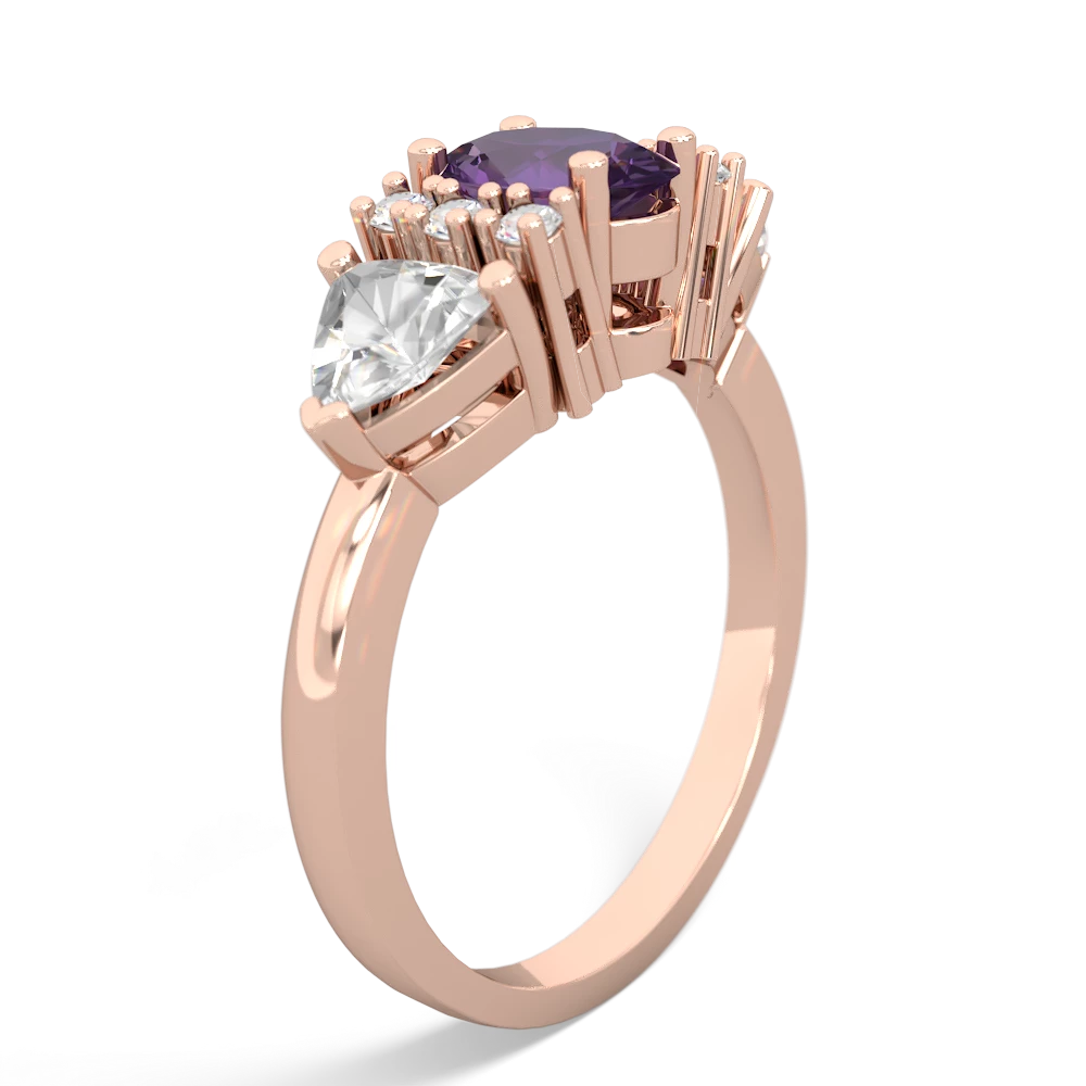 Amethyst Antique Style Three Stone 14K Rose Gold ring R2186