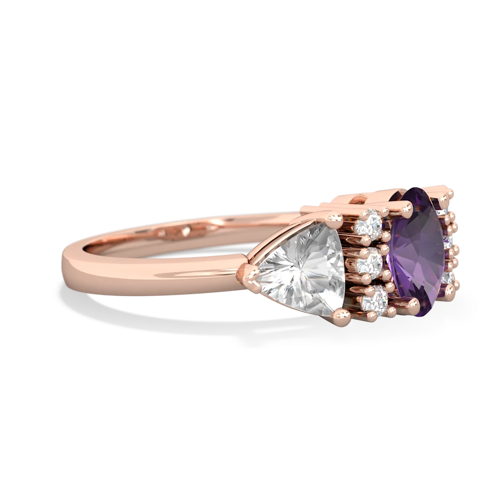 Amethyst Antique Style Three Stone 14K Rose Gold ring R2186