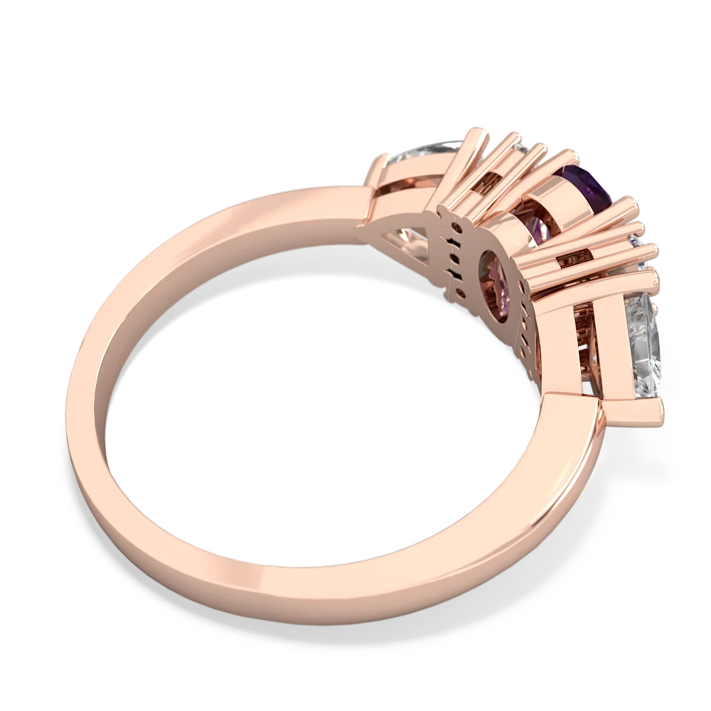 Amethyst Antique Style Three Stone 14K Rose Gold ring R2186