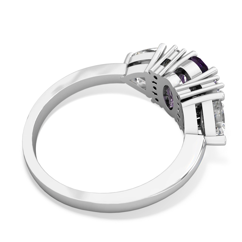 Amethyst Antique Style Three Stone 14K White Gold ring R2186