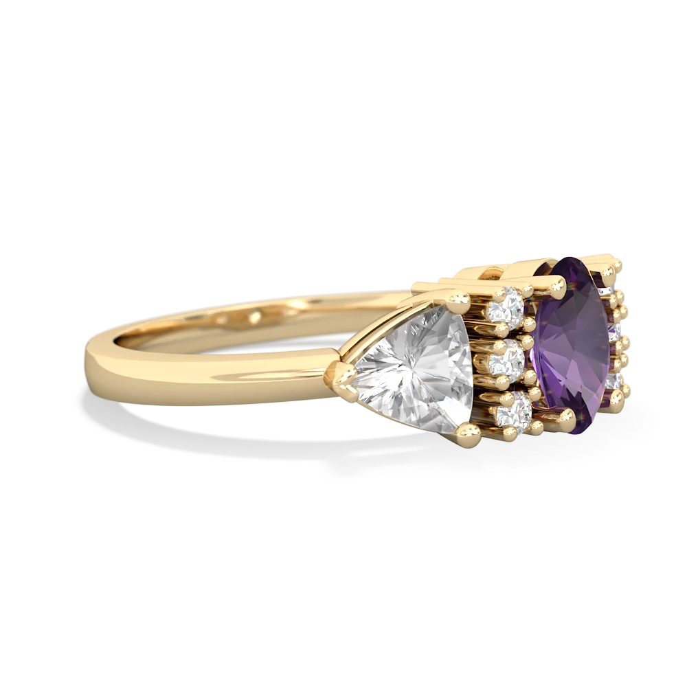 Amethyst Antique Style Three Stone 14K Yellow Gold ring R2186