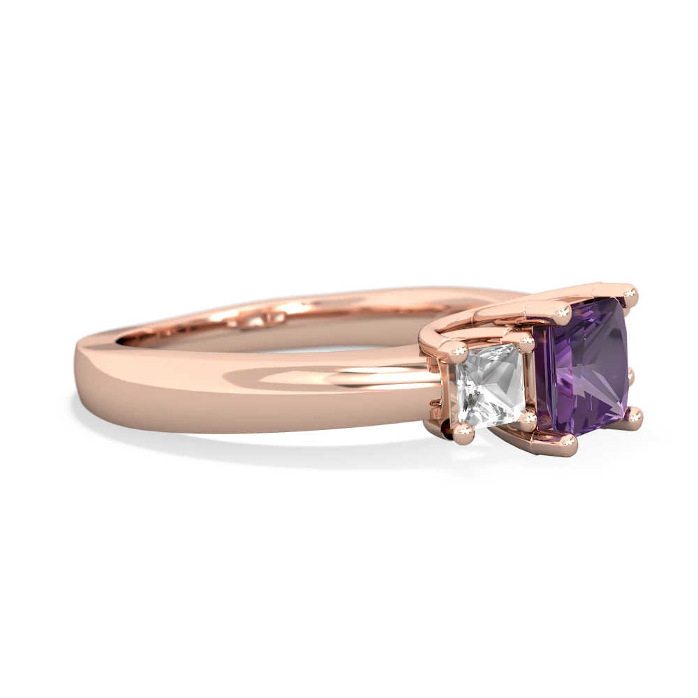 Amethyst Three Stone Trellis 14K Rose Gold ring R4015