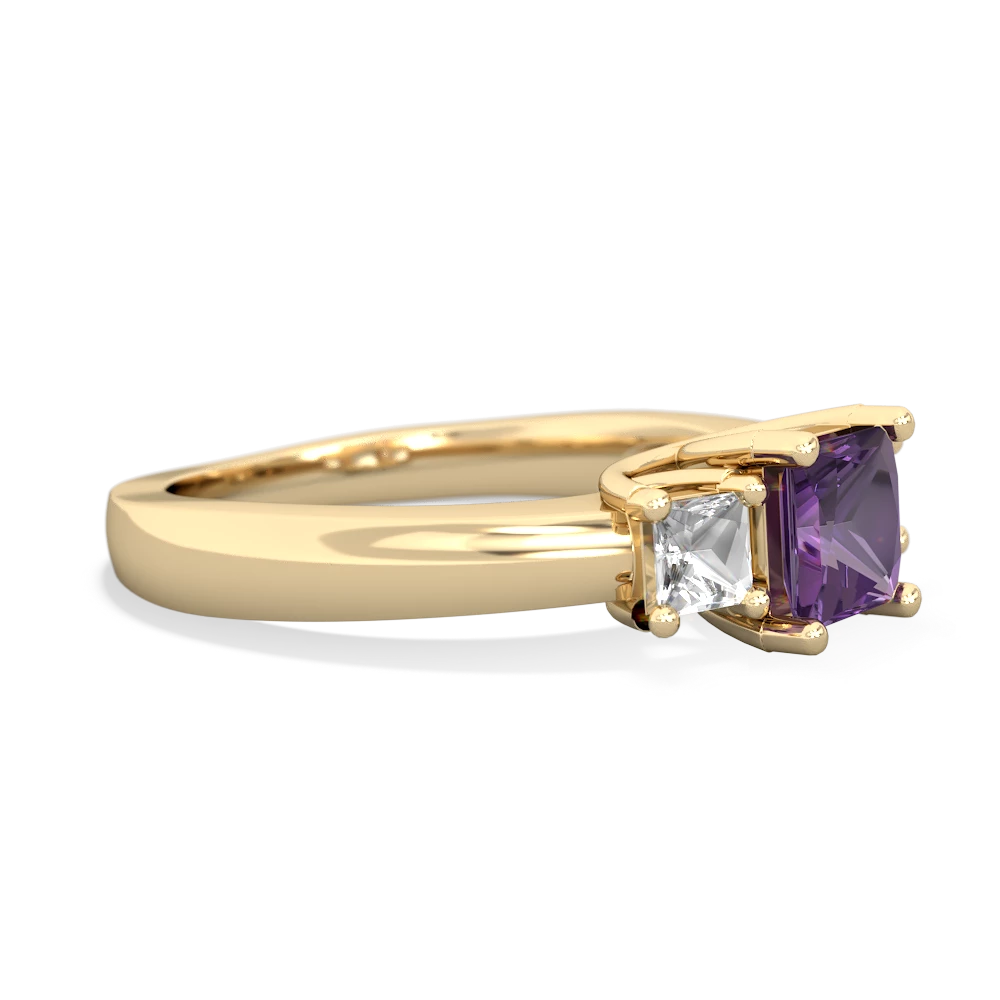 Amethyst Three Stone Trellis 14K Yellow Gold ring R4015