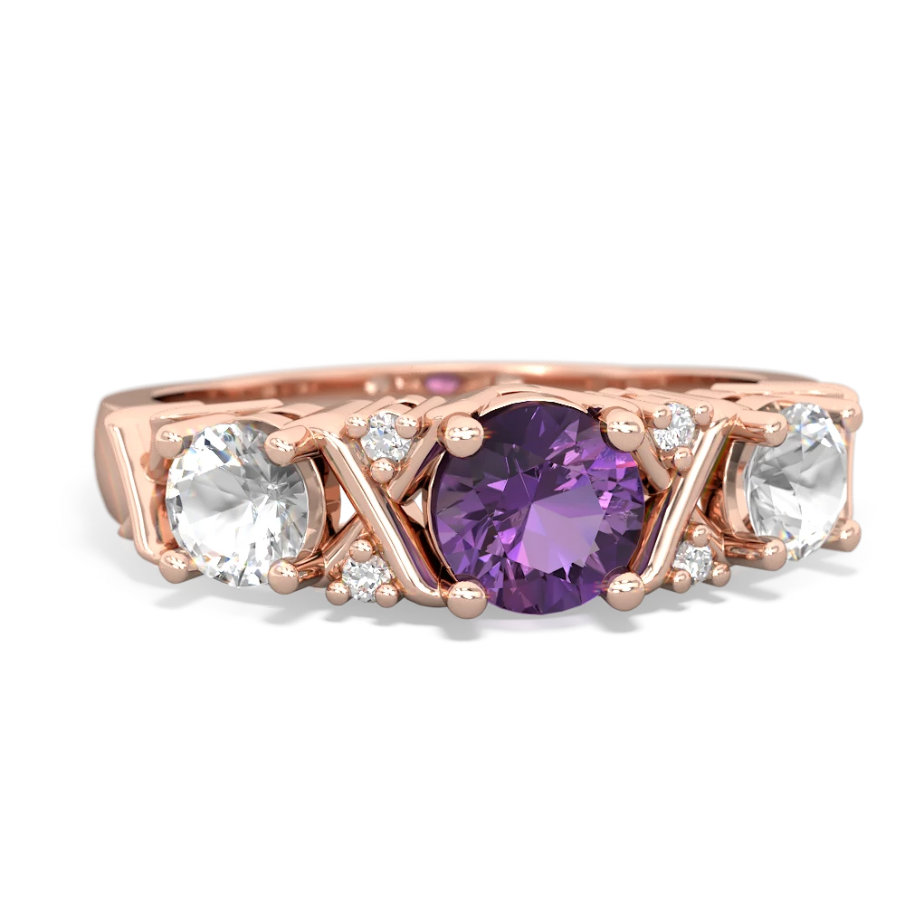 Amethyst Hugs And Kisses 14K Rose Gold ring R5016