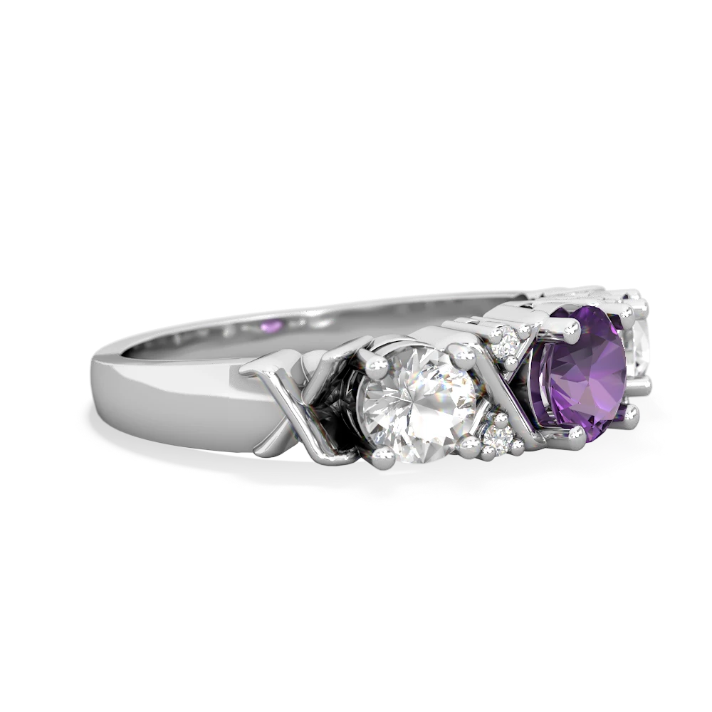 Amethyst Hugs And Kisses 14K White Gold ring R5016