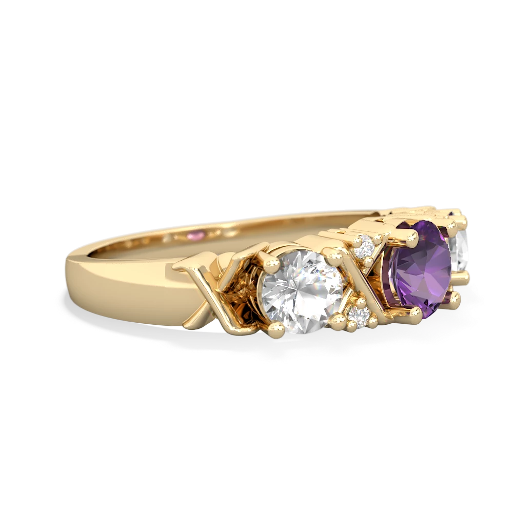 Amethyst Hugs And Kisses 14K Yellow Gold ring R5016