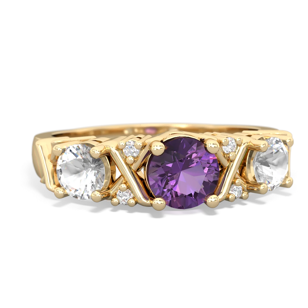 Amethyst Hugs And Kisses 14K Yellow Gold ring R5016