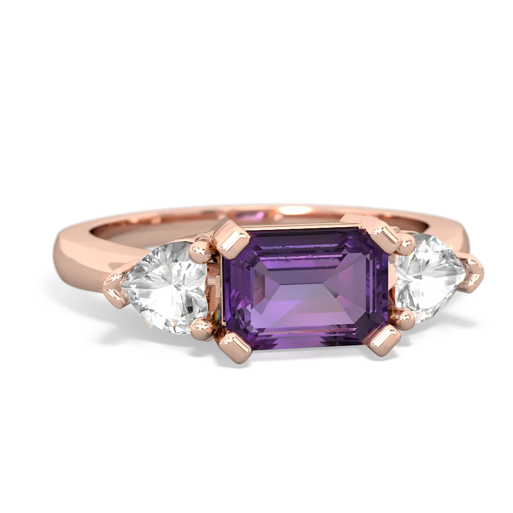 Amethyst Three Stone 14K Rose Gold ring R5235