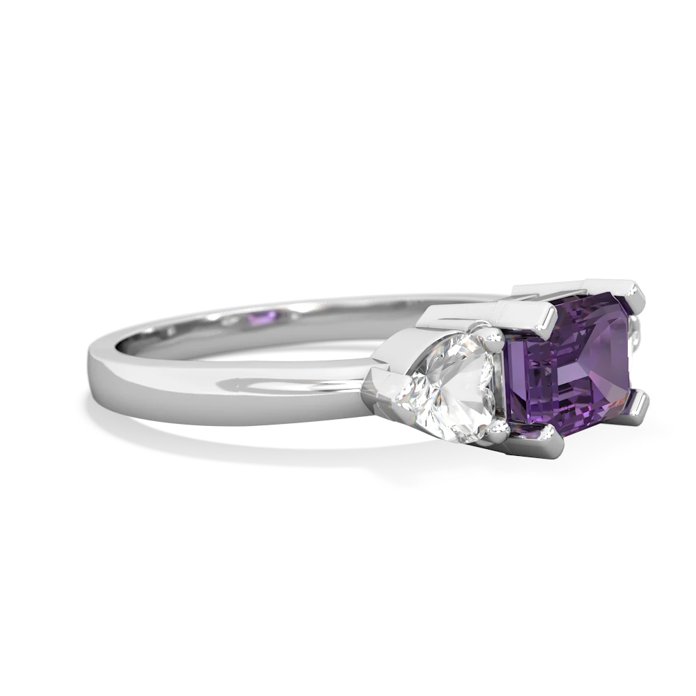 Amethyst Three Stone 14K White Gold ring R5235