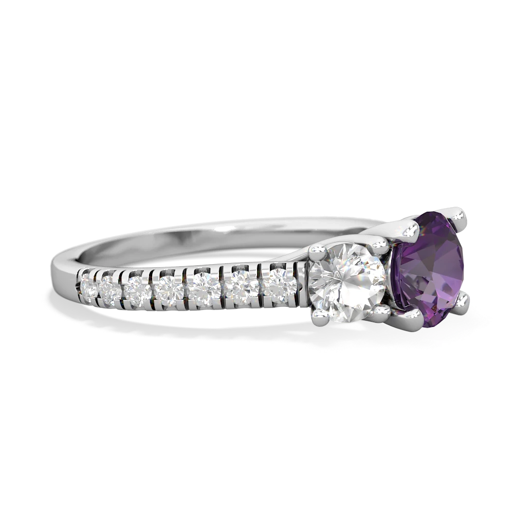 Amethyst Pave Trellis 14K White Gold ring R5500