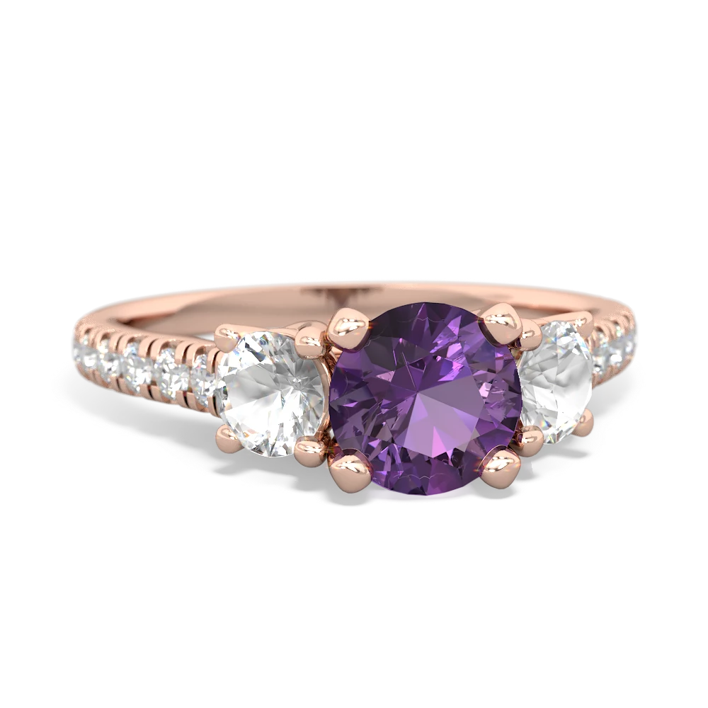 Amethyst Pave Trellis 14K Rose Gold ring R5500