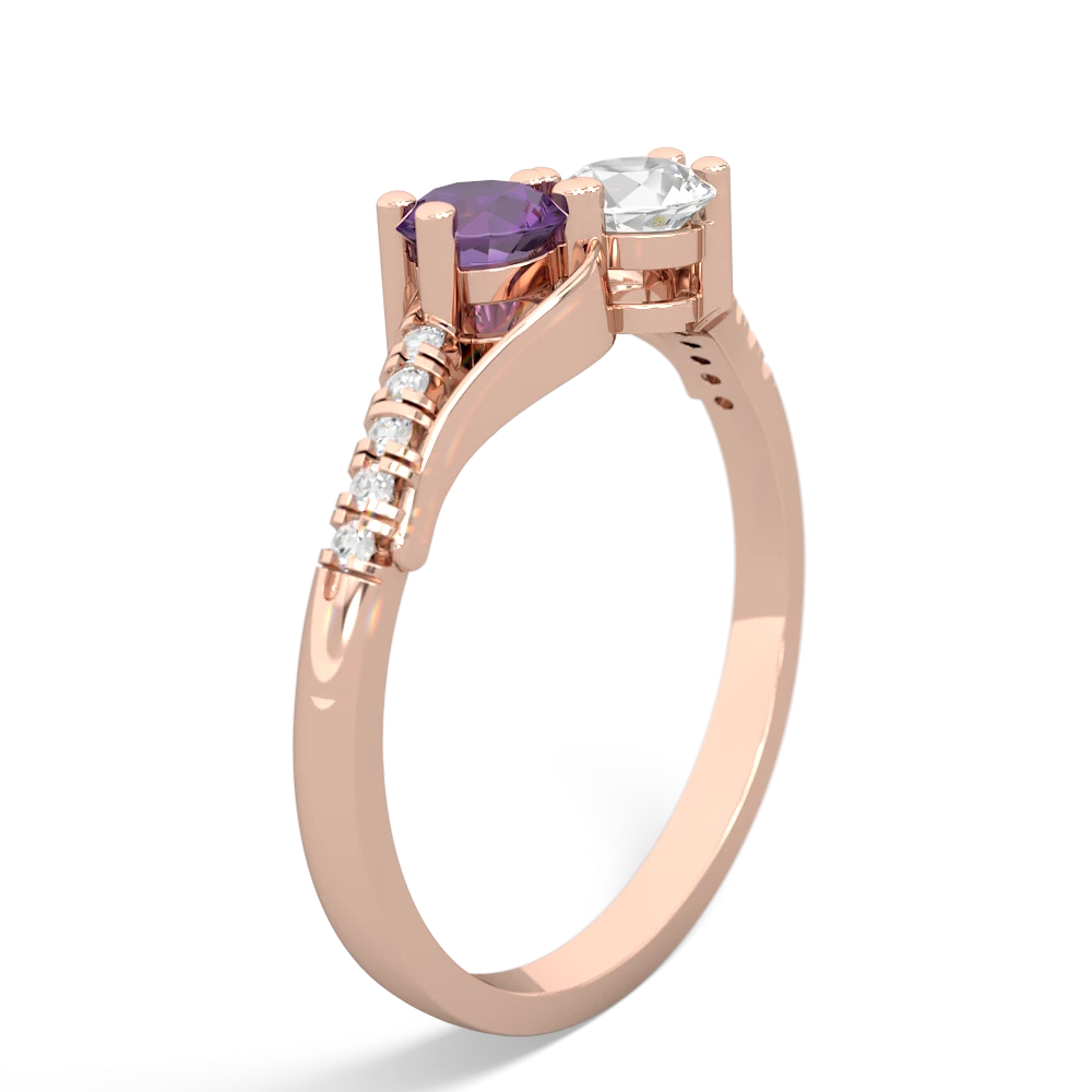 Amethyst Infinity Pave Two Stone 14K Rose Gold ring R5285