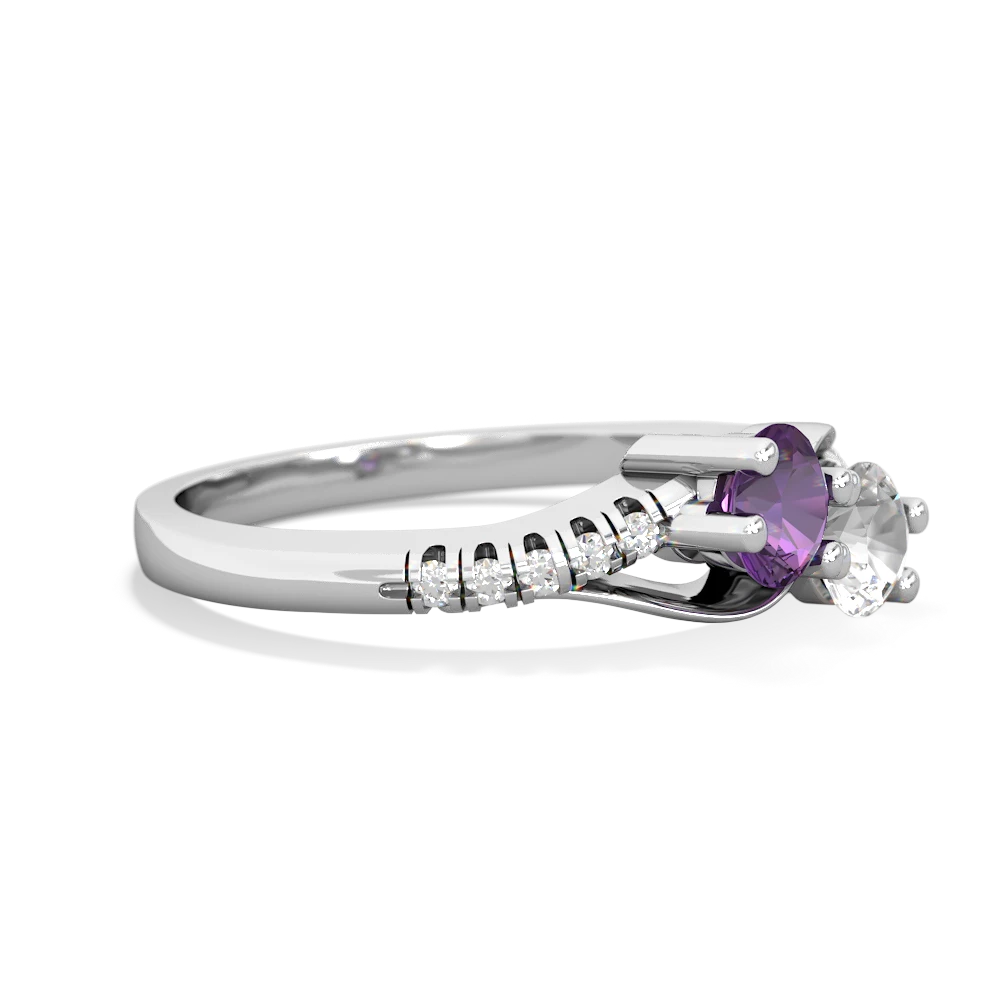 Amethyst Infinity Pave Two Stone 14K White Gold ring R5285