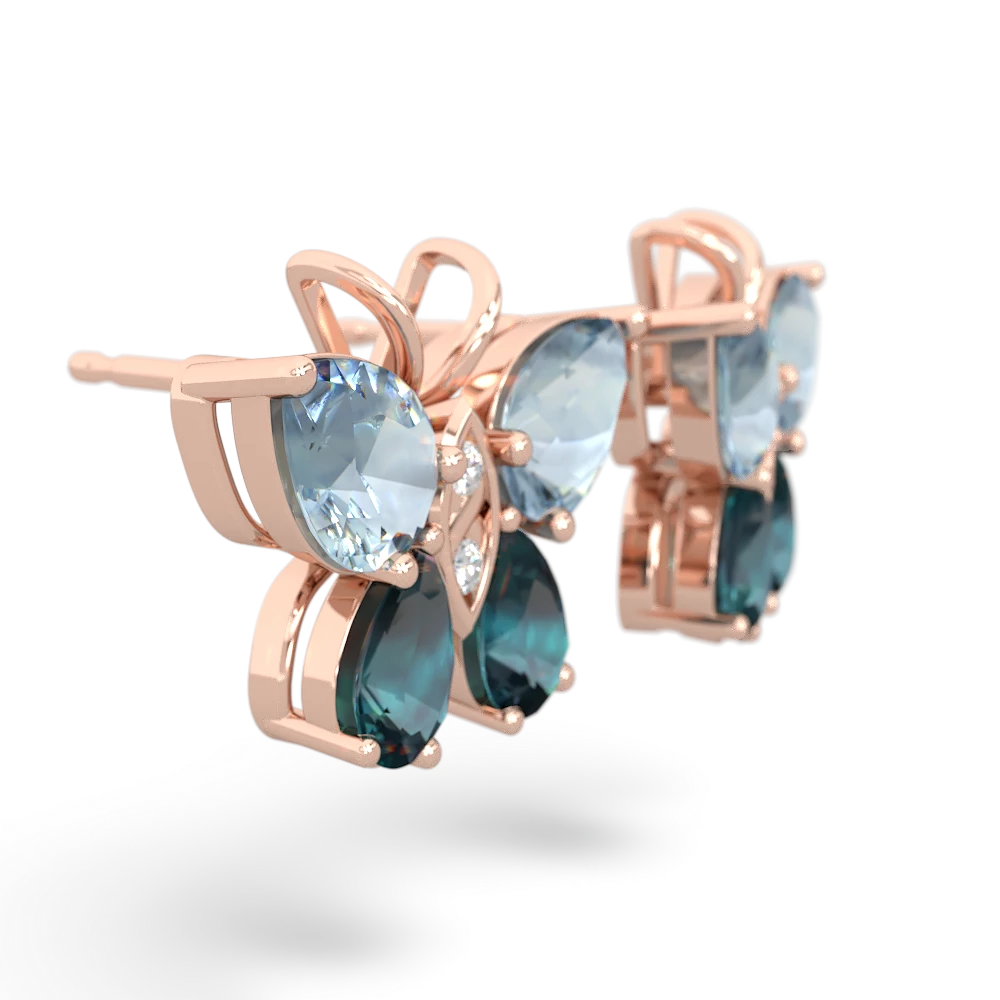 Aquamarine Butterfly 14K Rose Gold earrings E2215