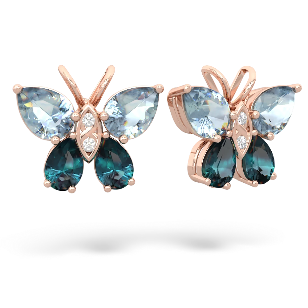 Aquamarine Butterfly 14K Rose Gold earrings E2215