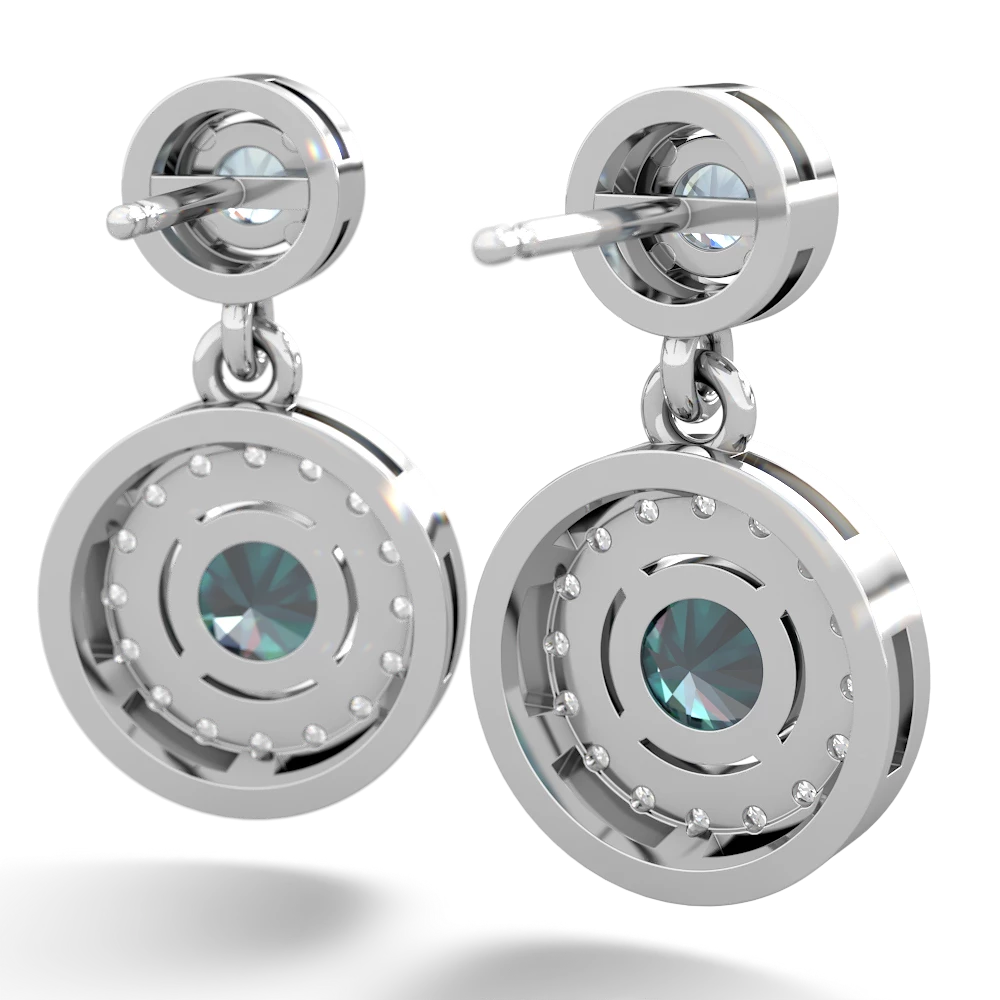 Aquamarine Halo Dangle 14K White Gold earrings E5319