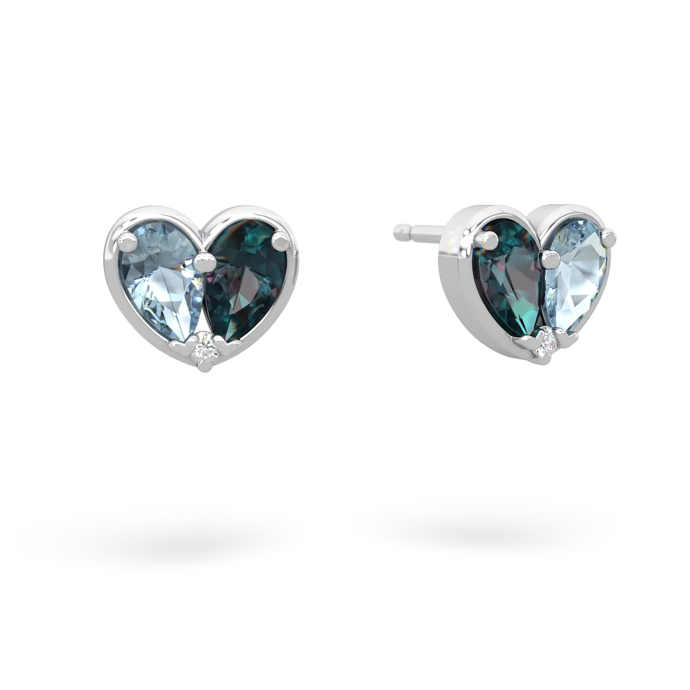 Aquamarine 'Our Heart' 14K White Gold earrings E5072