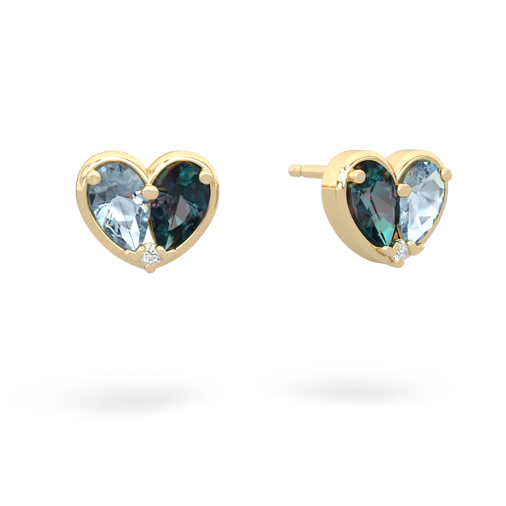 Aquamarine 'Our Heart' 14K Yellow Gold earrings E5072