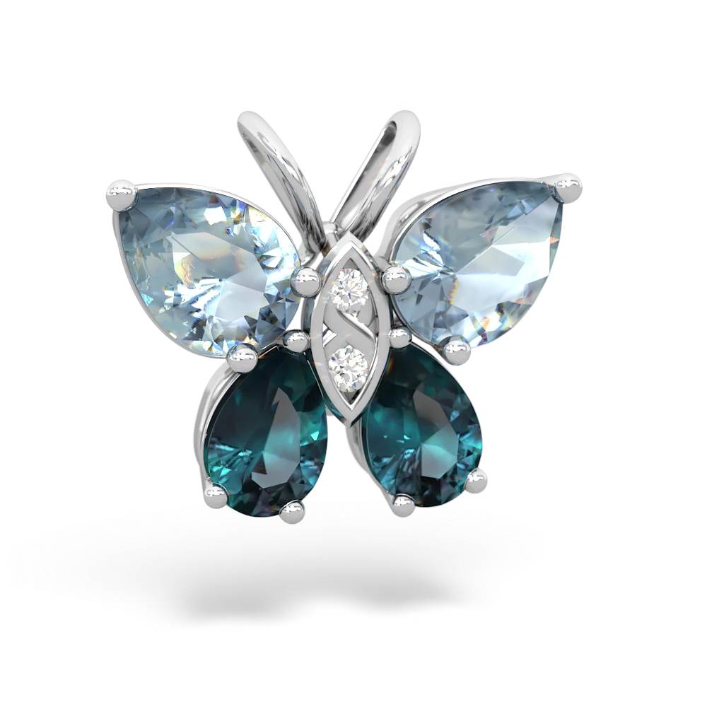 Aquamarine Butterfly 14K White Gold pendant P2215