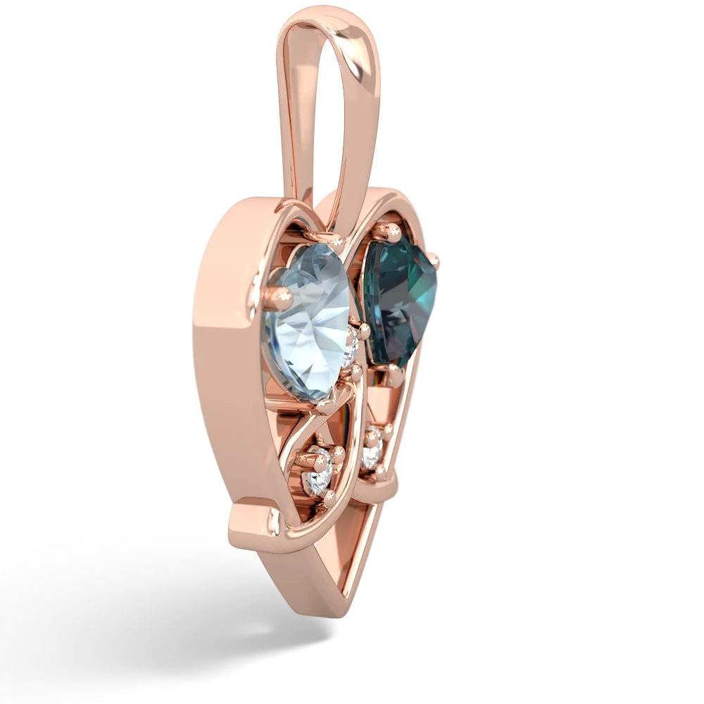 Aquamarine Celtic Trinity Heart 14K Rose Gold pendant P5331