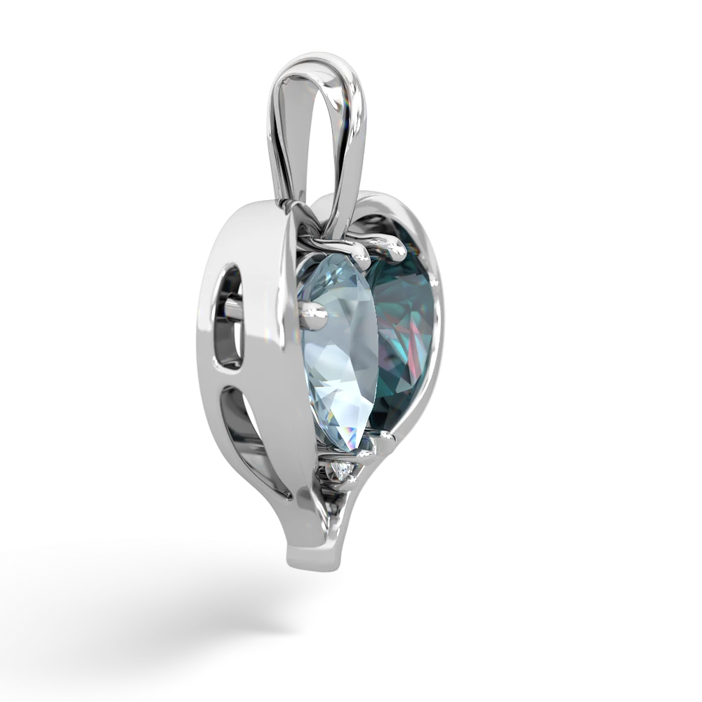 Aquamarine Two Become One 14K White Gold pendant P5330