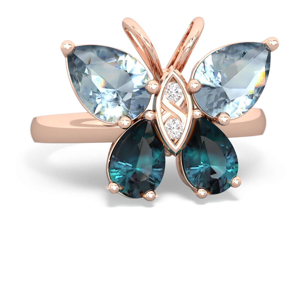 Aquamarine Butterfly 14K Rose Gold ring R2215