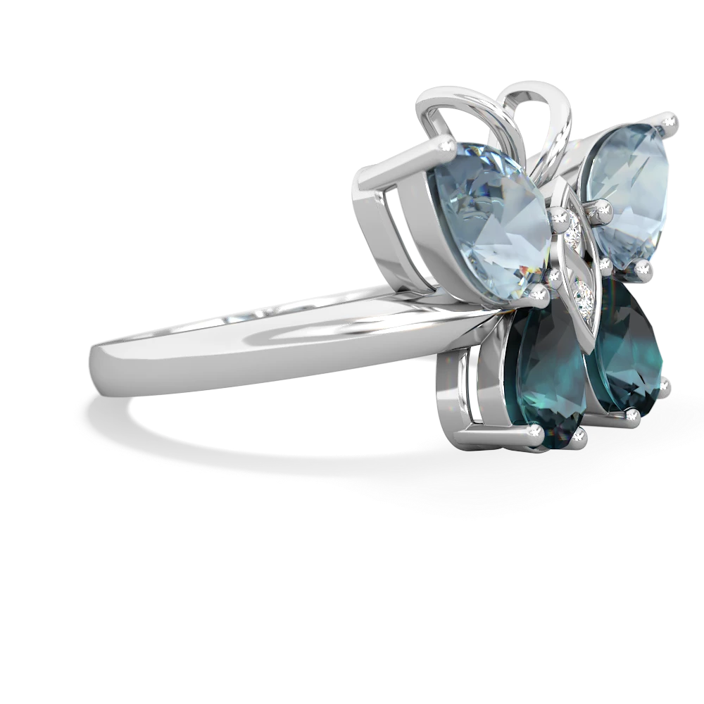 Aquamarine Butterfly 14K White Gold ring R2215