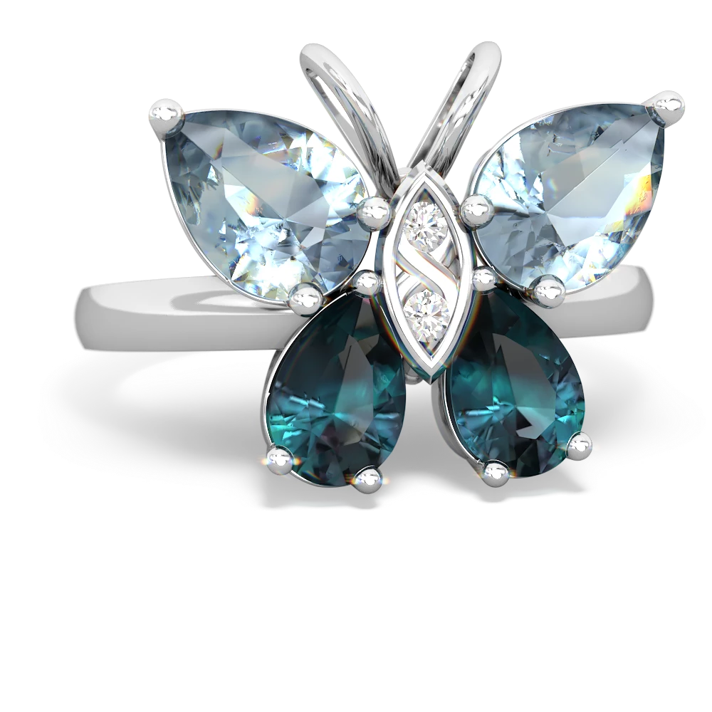 Aquamarine Butterfly 14K White Gold ring R2215