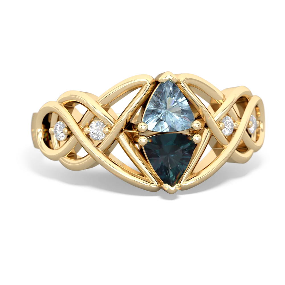 Aquamarine Keepsake Celtic Knot 14K Yellow Gold ring R5300