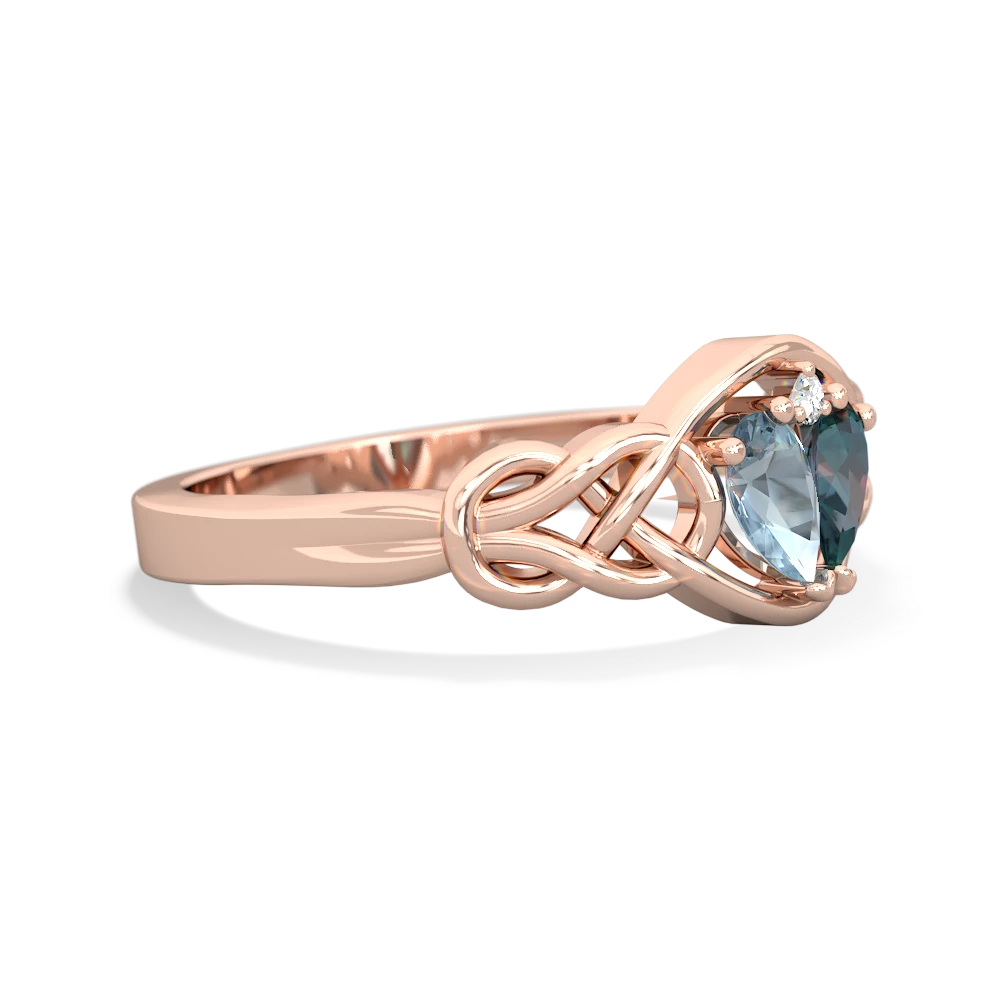 Aquamarine Celtic Love Knot 14K Rose Gold ring R5420