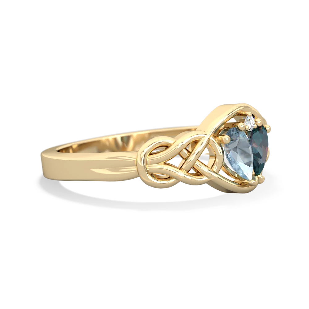 Aquamarine Celtic Love Knot 14K Yellow Gold ring R5420